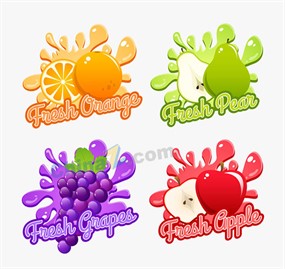 鲜榨果汁标签矢量素材